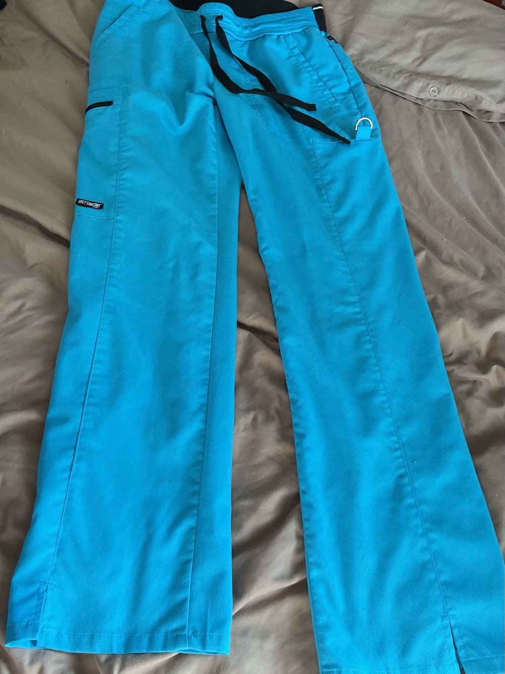Grey's Anatomy pro wear Barco Teal Spandex Stretch Scrub bottoms size xs petite
